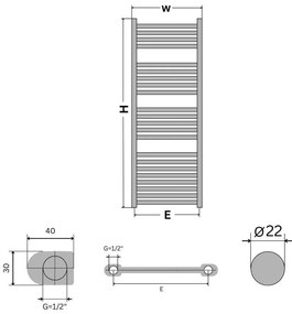 Törölközőszárító radiátor - Viva Platinum Therm - EGYENES - fehér - 500 x 1500 mm
