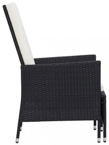 fekete dönthető háttámlás polyrattan kerti szék párnákkal