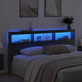 Fejtámla polcokkal Fekete tölgy 200 x 17 x 102 cm Faanyag