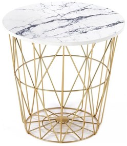 Kávésasztal HARISSA 41x42 cm arany/fehér márvány dekoráció