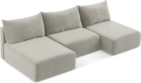 Világosszürke kinyitható-tárolóhelyes sarokkanapé Kalena – Makamii