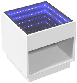 Fehér végtelen hatású LED-es éjjeliszekrény 50 x 50x 50 cm