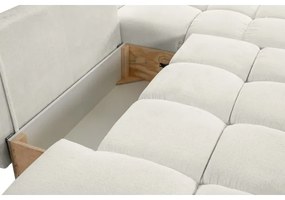 ALMADA kinyitható, jobb oldali L alakú kárpitozott sarokülőgarnitúra tárolóval, bézs