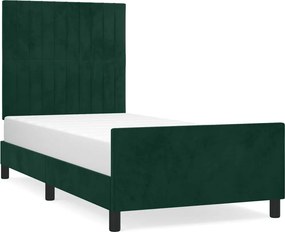 vidaXL sötétzöld bársony ágykeret matrac nélkül 90x190 cm
