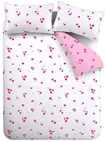 Fehér-rózsaszín kétszemélyes krepp ágyneműhuzat 200x200 cm Seersucker Heart – Catherine Lansfield
