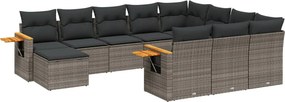 vidaXL 11 részes szürke polyrattan kerti ülőgarnitúra párnákkal