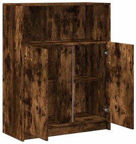 füstös tölgy szerelt fa tálalószekrény LED-del 77 x 34 x 100 cm