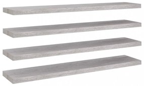 4 db betonszürke MDF lebegő fali polc 120 x 23,5 x 3,8 cm
