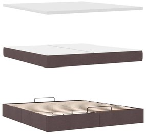 Ottomán ágykeret matracokkal Sötétbarna 200x200cm szövet