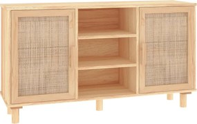 vidaXL barna tömör fenyő/természetes rattan tálalószekrény 105x30x60cm