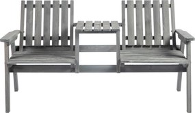 Outsunny Kerti Pad Asztallal, Ülőgarnitúra, Teraszbútor, Napernyő Nyílással, Pad, 2 Szék, Szilárd Fa, Szürke, 152 x 70 x 83 cm | Aosom