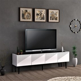 TV állvány Oppdal 154x37x45cm fehér / márvány, fekete [en.casa]