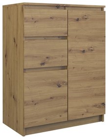 Shannan 2D2S fiókos szekrény, 70x97x40 cm, tölgy