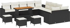 vidaXL Kerti Kanapé Szett 14 pcs Fekete polirattan
