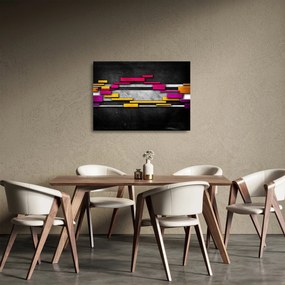 Egy kép a színes absztrakció fekete alapon (üvegen) (70x50 cm)