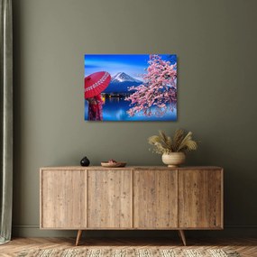 Kép - Kilátás a csúcsra, Japán (üvegen) (70x50 cm)