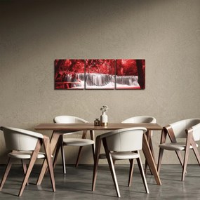 Kép - Vízesés, piros (órával) (90x30 cm)