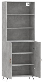 betonszürke szerelt fa magasszekrény 69,5 x 34 x 180 cm