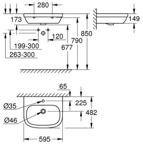 GROHE 39335000 - Mosdó EURO CERAMIC 595 × 482 mm kerámia/fehér
