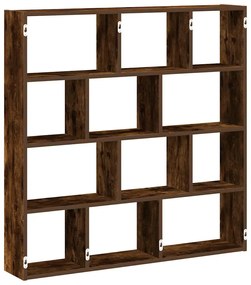 füstös tölgy színű szerelt fa fali kockapolc 12 rekeszes színű