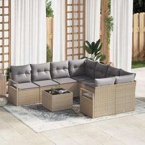 9 darabos Kerti Kanapészett Párnákkal Bézs Poly Rattan