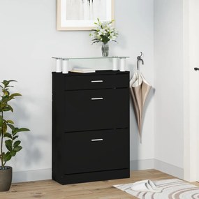 fekete szerelt fa cipőszekrény 63 x 24 x 104 cm