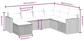 7 részes barna polyrattan kerti ülőgarnitúra párnákkal