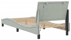 világosszürke bársony ágykeret LED-világítással 80 x 200 cm