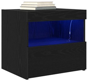 Éjjeli asztal LED világítással Fekete tölgy 50x40x45 cm