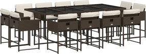 vidaXL 13 részes barna polyrattan kerti ülőgarnitúra párnákkal
