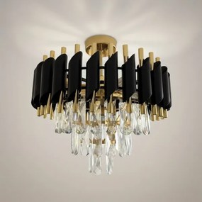 Felületre szerelhető CRISTAL 5xE14/10W/230V Ø 38 cm fekete/arany