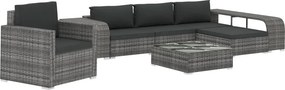 vidaXL 8-részes szürke polyrattan kerti bútorszett párnákkal