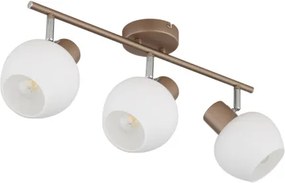 Globo 54662-3 Mennyezeti lámpa, fém matt kávébarna, krómozott fém, fehé üveg, forgatható/dönthető, HxSzxM: 500x125x175mm, 3x E27 40W 230V izzók nélkül
