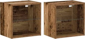 vidaXL Függő polc LED világítással 2 pcs Barna 40 x 28,5 x 40 cm