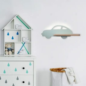 LED gyerekszoba falilámpa polccal CAR LED/5W/230V zöld/fa