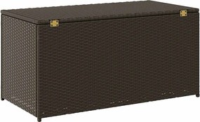 Barna Polyrattan Kerti Tárolóláda 100 X 50 X 50 Cm