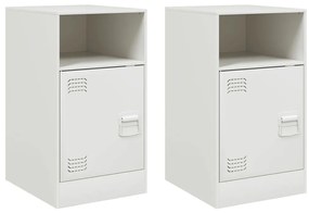 2 db fehér acél éjjeliszekrény 34,5x39x62 cm