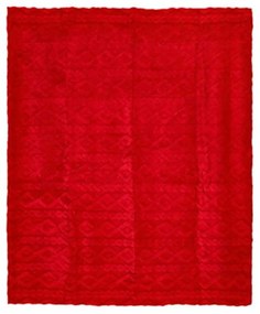 Poliészter piros jacquard pléd 130x190 cm