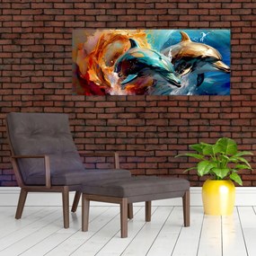 Kép - Delfin festmény (120x50 cm)