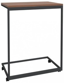 fekete szerelt fa kisasztal kerekekkel 55x35x70 cm