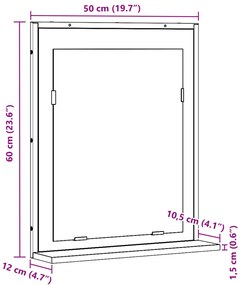 Fürdőszobai Tükör Régi Fa 50x12x60 cm Műszaki Fa