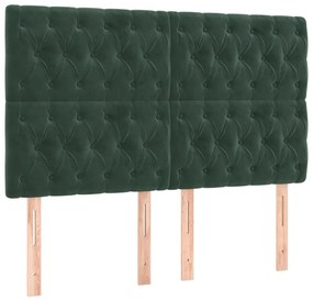 4 db sötétzöld bársony fejtámla 72 x 7 x 78/88 cm