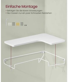 Lebegő polcok, 2 darabos készlet, l-alakú sarokpolc falra fehér színben