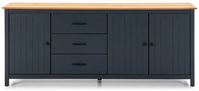 Sötétkék borovi fenyő alacsony komód 190x80 cm Miranda – Marckeric