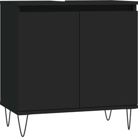 vidaXL fekete szerelt fa mosdószekrény 58x33x60 cm