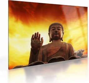 Üveg kép - Buddha piros és sárga háttérrel (70x50 cm)