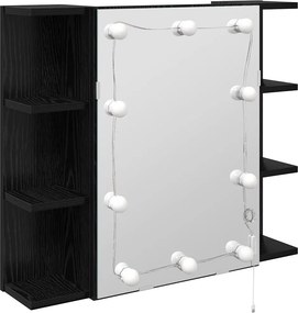 vidaXL Tükörszekrény polcokkal Fekete tölgy 70 x 16,5 x 60 cm Faanyag