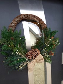 Karácsonyi koszorú Prémium toboz ajtóra 2025 Rusztikus