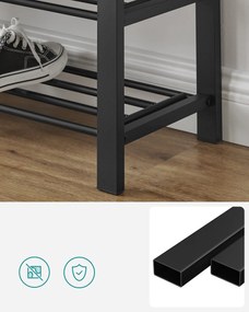 Cipősszekrény paddal és szürke ülőkével MOBRIX 81x49 cm, fekete