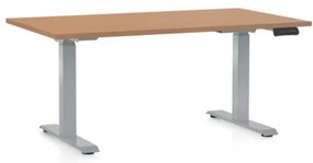 Állítható magasságú asztal OfficeTech D, 140 x 80 cm, szürke alap, bükkfa